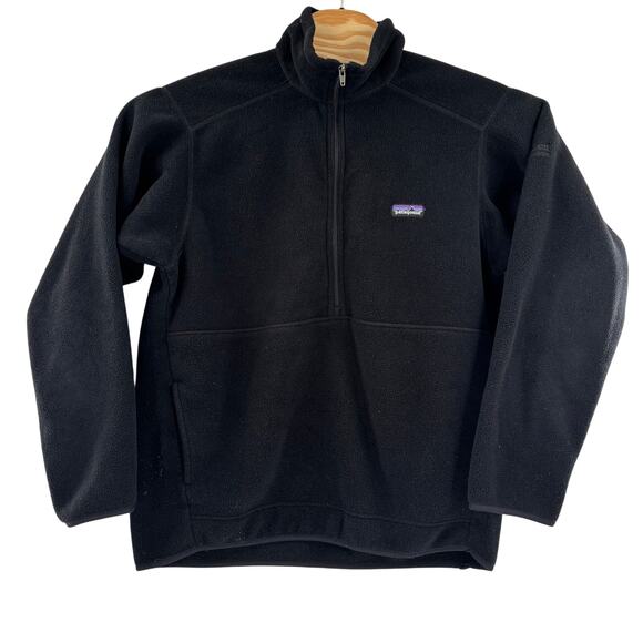Patagonia Synchilla Mens Large Black 1/4 Zip Soft Fleece Long Sleeve Sweater - Picture 5 of 6